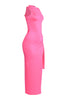 Statement hot pink cutout maxi dress with high leg slit

