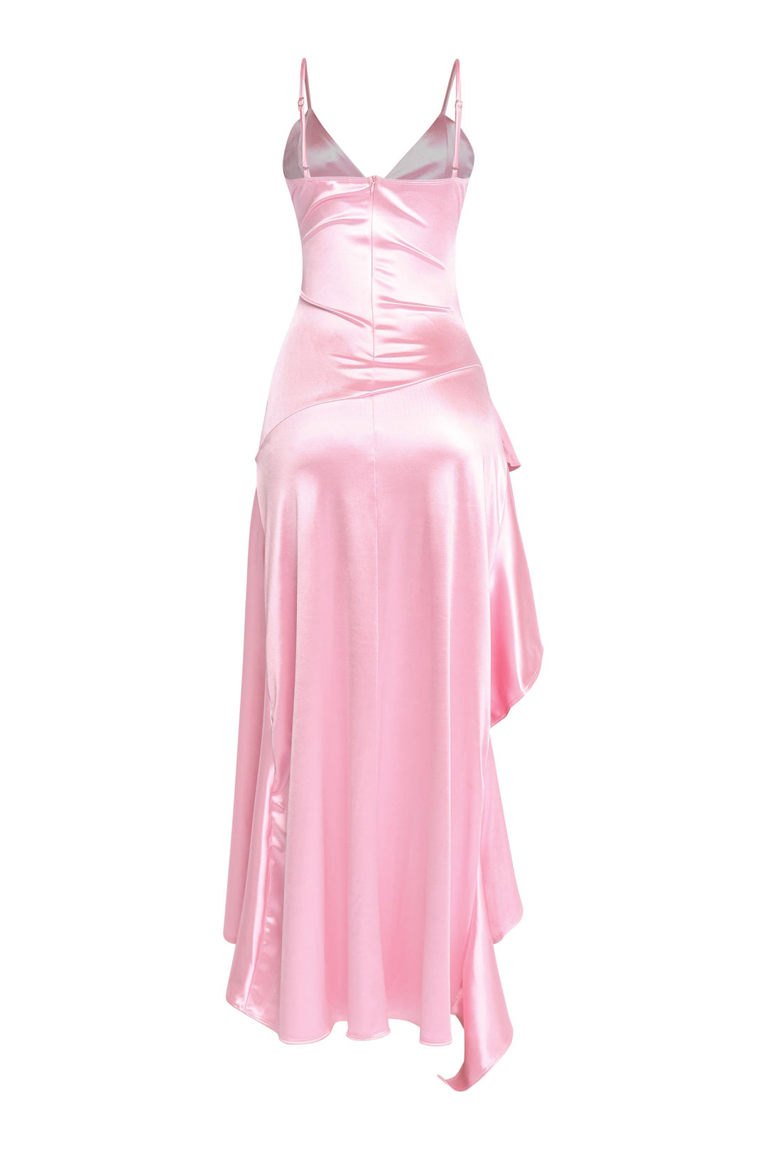 Glam pink satin evening dress with adjustable straps

