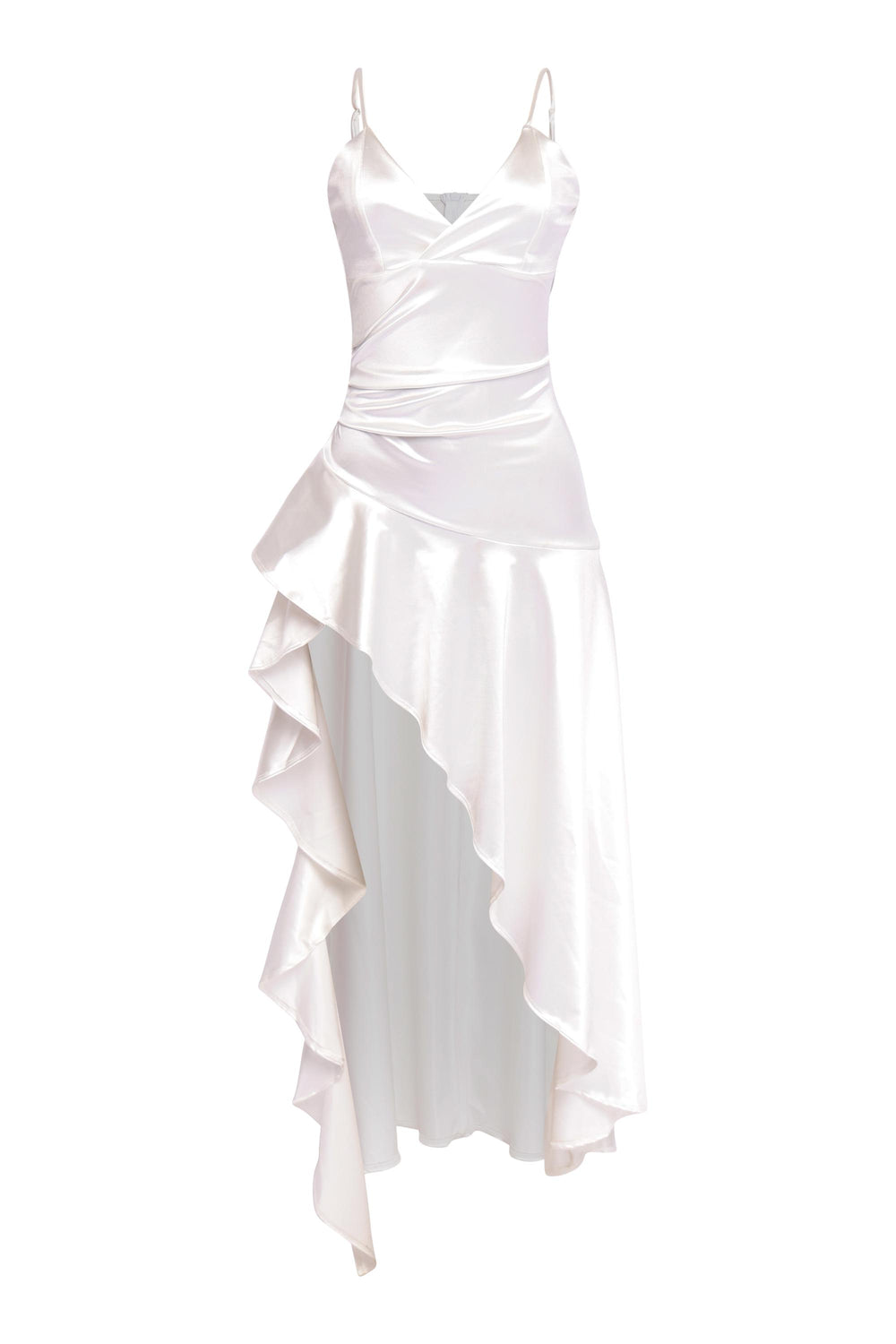 Bridal-ready white gown with sleek silhouette and zip back

