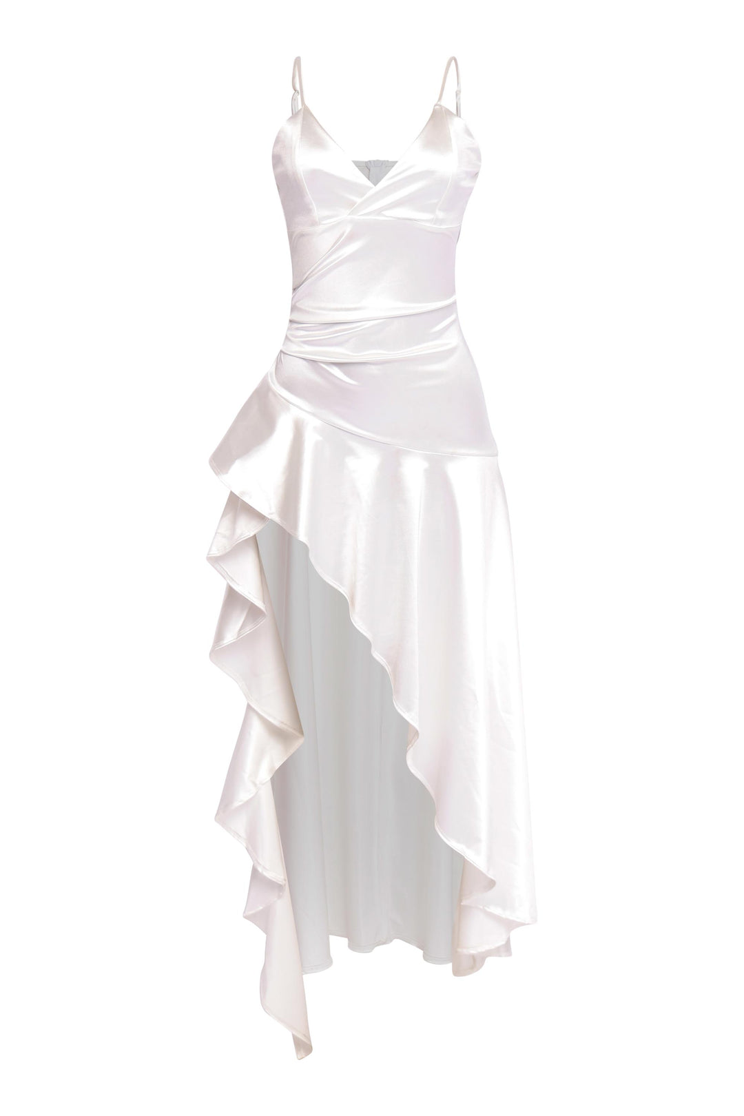 Bridal-ready white gown with sleek silhouette and zip back

