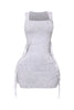 Soft grey acid wash bodycon with bold side tassels

