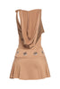 Camel dress featuring flare hem and sporty built-in shorts