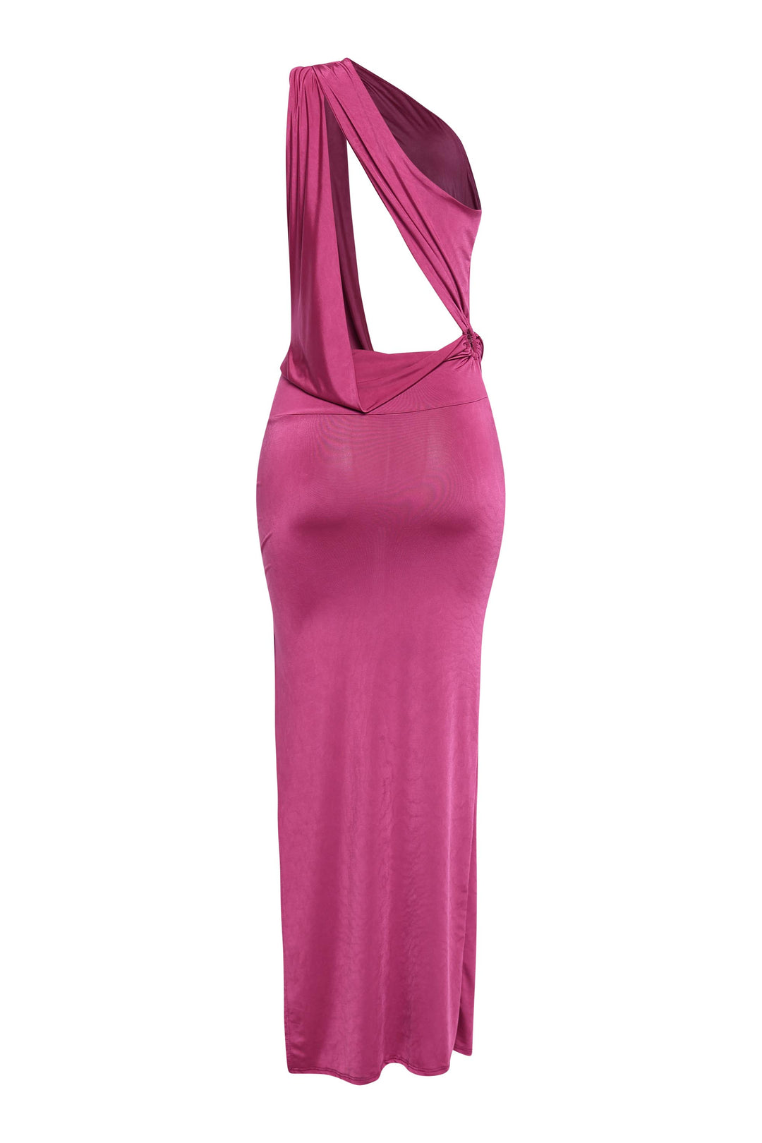 Magenta asymmetrical maxi with bold front and back openings