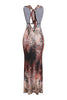 Halter off-shoulder printed maxi dress