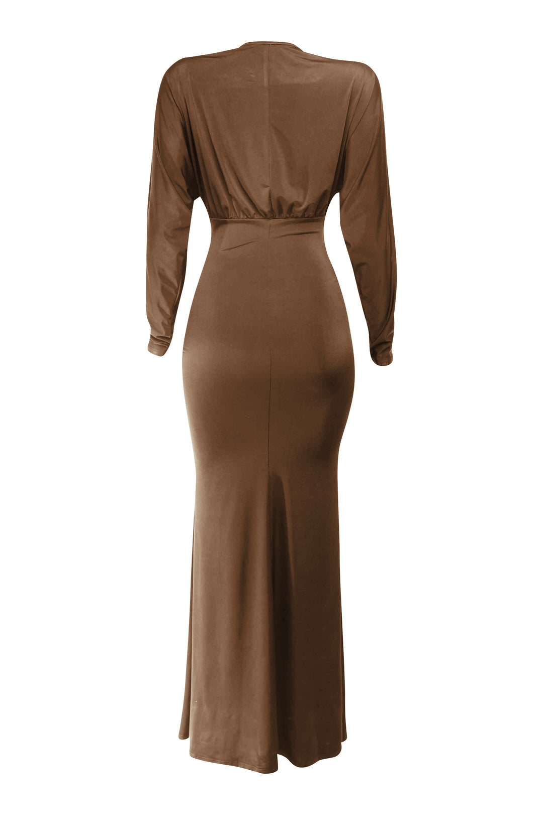 Brown dress with long sleeves on a white background