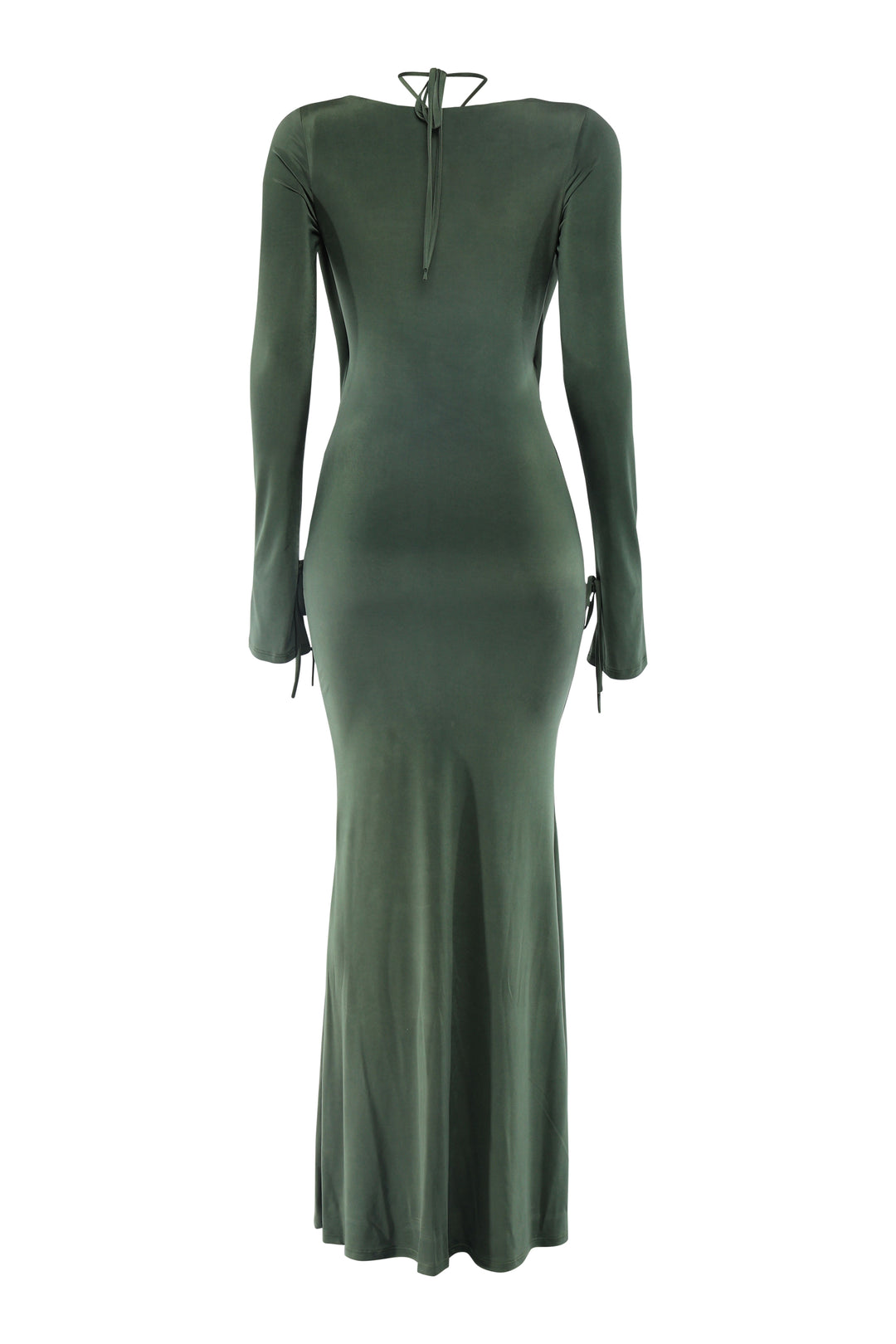 Green dress with long sleeves on a white background