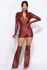 Long sleeve PU romper