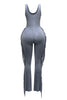 Sleevess side fringe jumpsuit