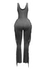 Sleevess side fringe jumpsuit