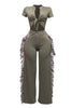 Open front tied closure, side tassel fringe wide leg jumpsuit