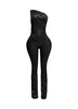 Asymmetrical PU Flared Jumpsuit