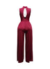 Mock neck cowl front wide leg jumpsuit