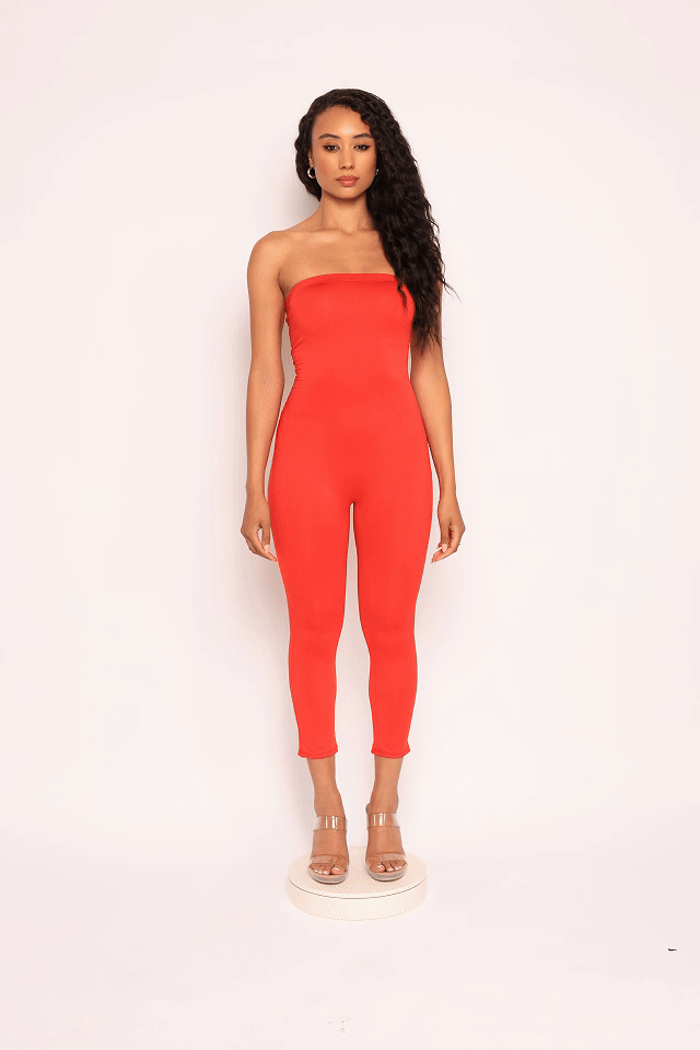 Tube top capri jumpsuit