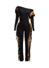 Bleached two tone colorway side fringe jumpsuit