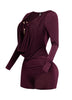 Deep cowl neck long sleeve romper