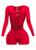 Deep cowl neck long sleeve romper