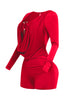 Deep cowl neck long sleeve romper