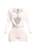 Deep cowl neck long sleeve romper