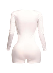 Deep cowl neck long sleeve romper