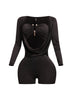 Deep cowl neck long sleeve romper