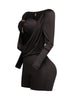 Deep cowl neck long sleeve romper