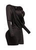 Deep cowl neck long sleeve romper