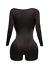 Deep cowl neck long sleeve romper