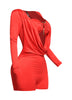 Deep cowl neck long sleeve romper