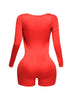 Deep cowl neck long sleeve romper