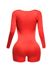 Deep cowl neck long sleeve romper