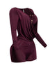 Deep cowl neck long sleeve romper