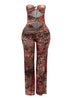 Trimmed cutout strapless wide leg jumpsuit