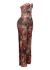 Trimmed cutout strapless wide leg jumpsuit