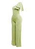 One shoulder bow detailed wide leg jumpsuit