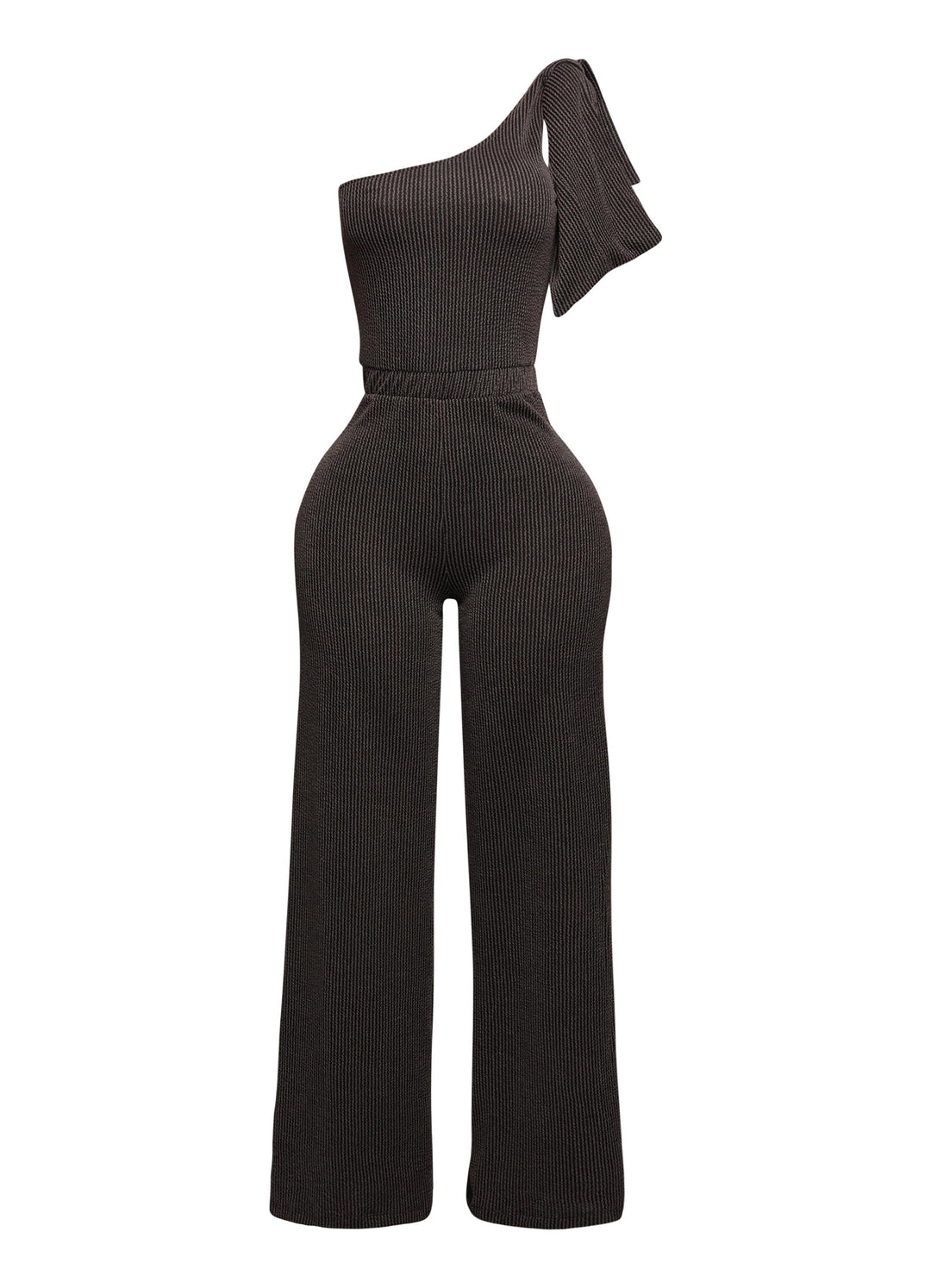 One shoulder bow detailed wide leg jumpsuit