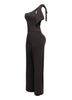 One shoulder bow detailed wide leg jumpsuit