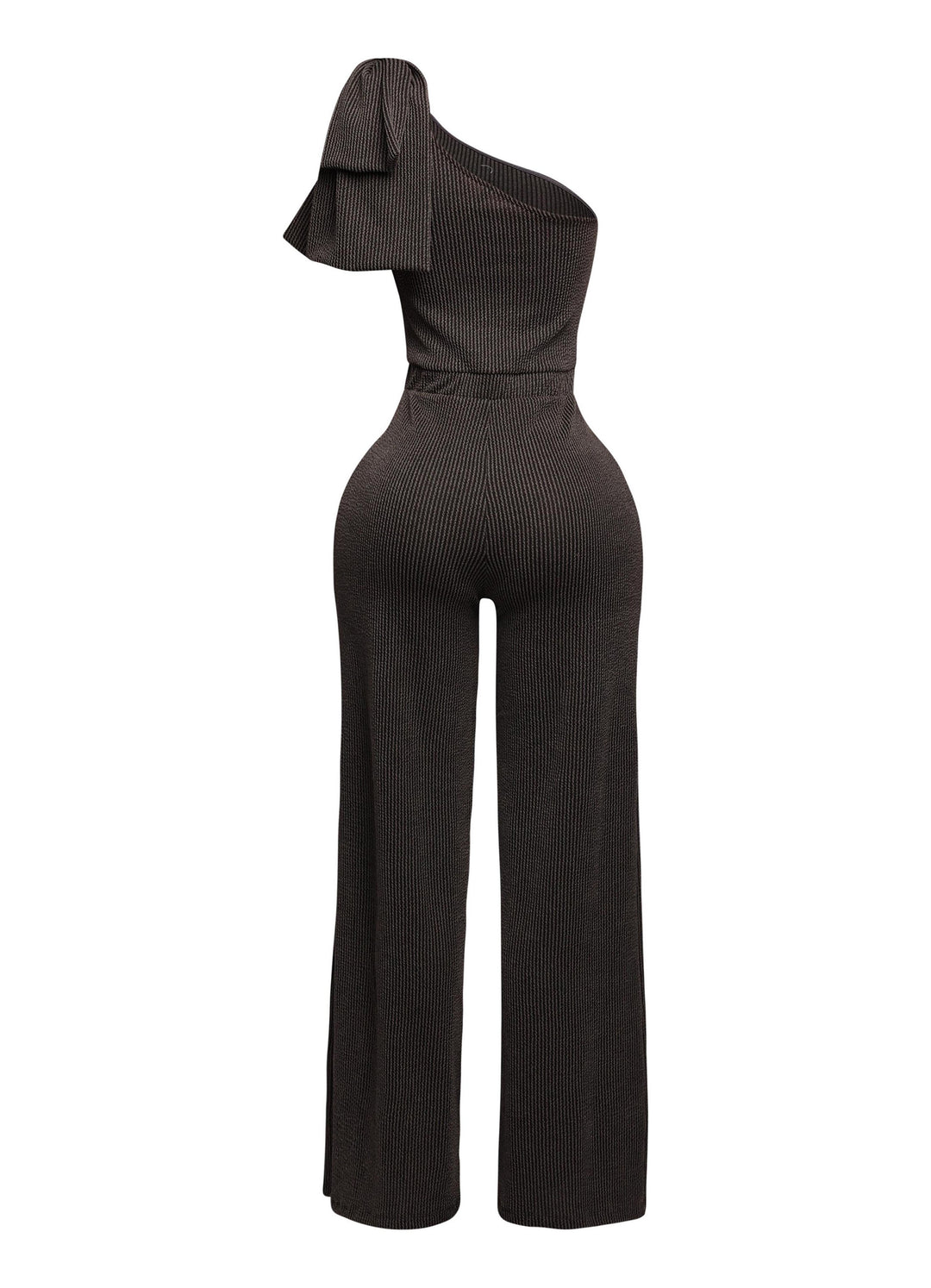 One shoulder bow detailed wide leg jumpsuit