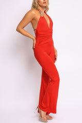 Show Off Hours Backless Halter Jumpsuit