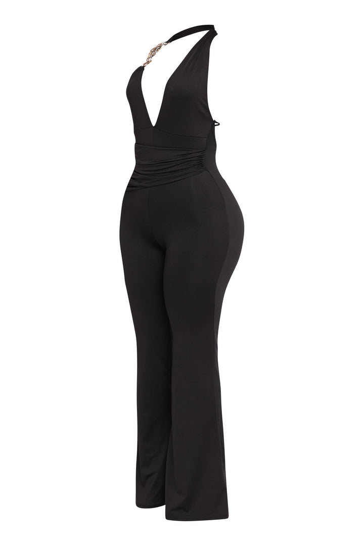 Show Off Hours Backless Halter Jumpsuit..