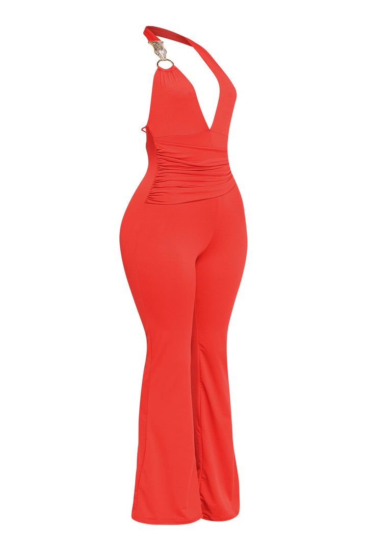 Show Off Hours Backless Halter Jumpsuit..