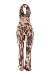 Fringe Frequency Tie Dye Halter Jumpsuit..