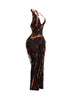 Tie dye fringed halter jumpsuit