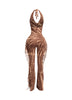 Tie dye fringed halter jumpsuit