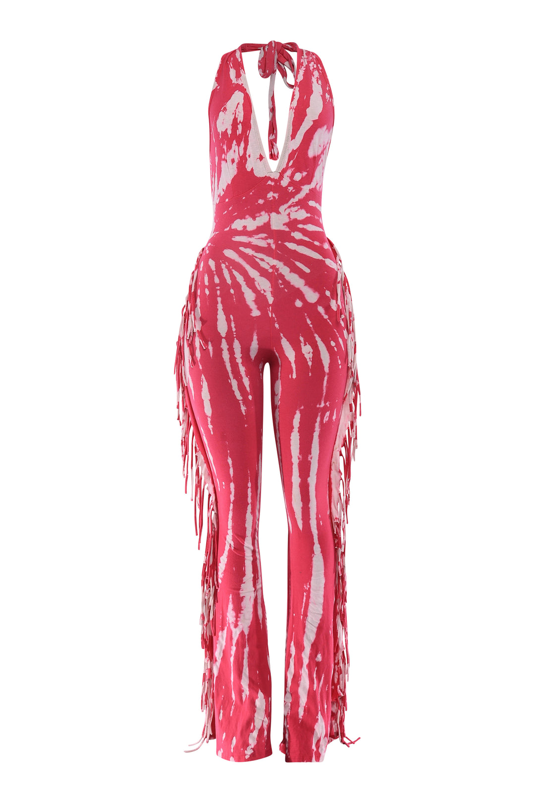 Fringe Frequency Tie Dye Halter Jumpsuit