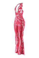 Fringe Frequency Tie Dye Halter Jumpsuit..
