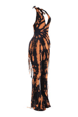 Fringe Frequency Tie Dye Halter Jumpsuit..