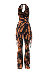 Fringe Frequency Tie Dye Halter Jumpsuit..