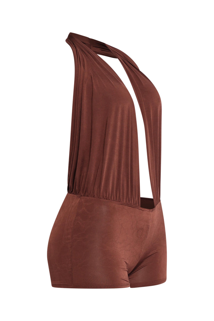 Low rise deep halter neck romper