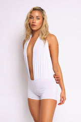 Low rise deep halter neck romper