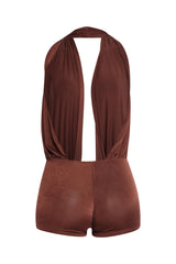 Low rise deep halter neck romper